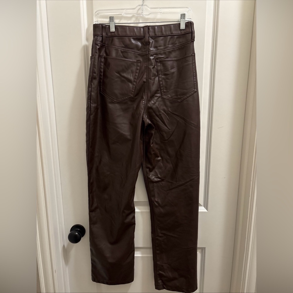 Abercrombie & Fitch Brown Vegan Leather 90's Straight Ultra High Rise 29/8 - Picture 6 of 6